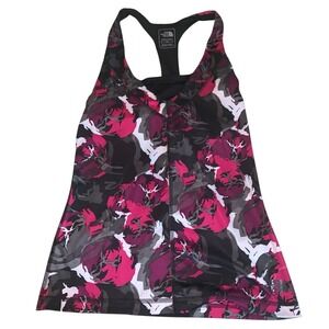 North Face Vapor Wick Racer Back Womens Workout Shirt S Floral Outdoors GymEUC